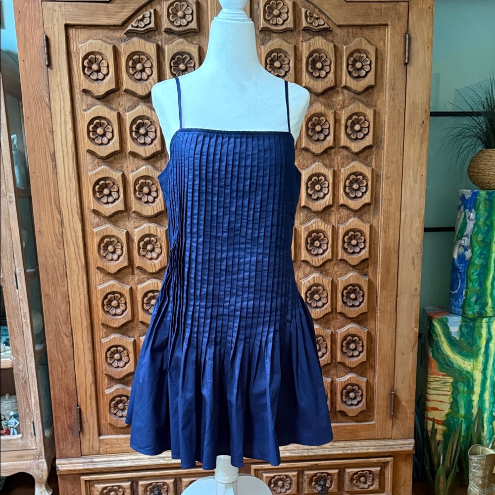 TCEC Navy Spaghetti-Strap Pleated Sundress, Girl’s L